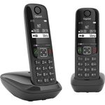 Gigaset AS690 Duo Festnetz-/Schnurlostelefon ohne Anrufbeantworter (DECT-Telefon mit 2 Mobilteilen, Freisprechfunktion, großes Display, große Tasten), schwarz