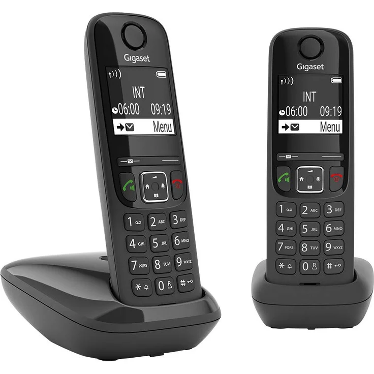Gigaset AS690 Duo Festnetz-/Schnurlostelefon ohne Anrufbeantworter (DECT-Telefon mit 2 Mobilteilen, Freisprechfunktion, großes Display, große Tasten), schwarz – Bild 1
