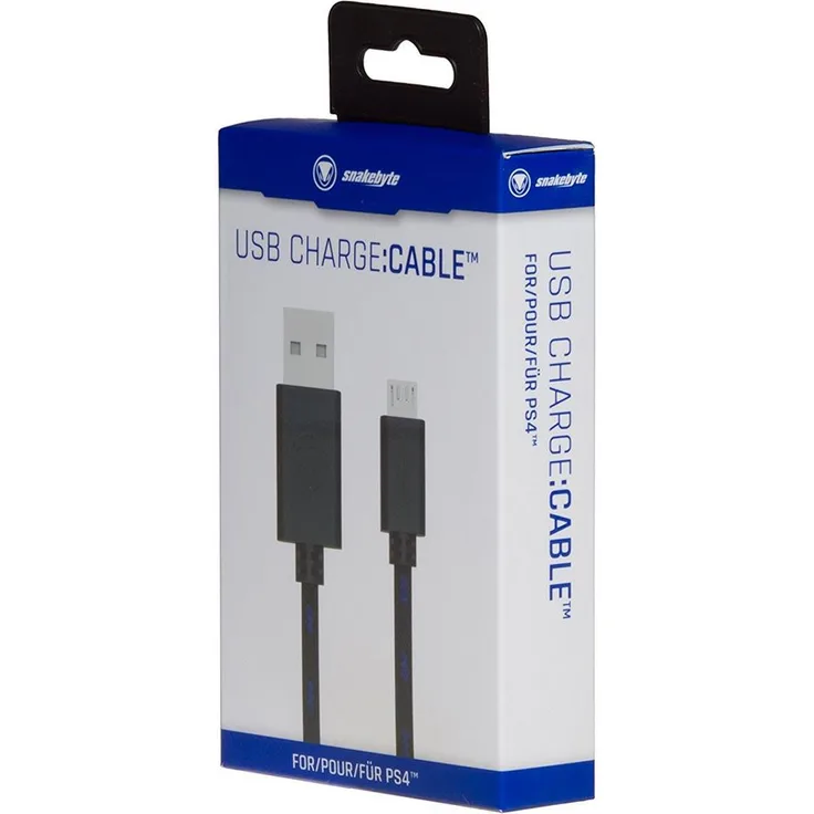 snakebyte PS4 Micro USB CHARGE:CABLE - 3m Mesh Cable - Ladekabel für Dualshock 4 Controller - PlayStation 4 & Xbox One kompatibel