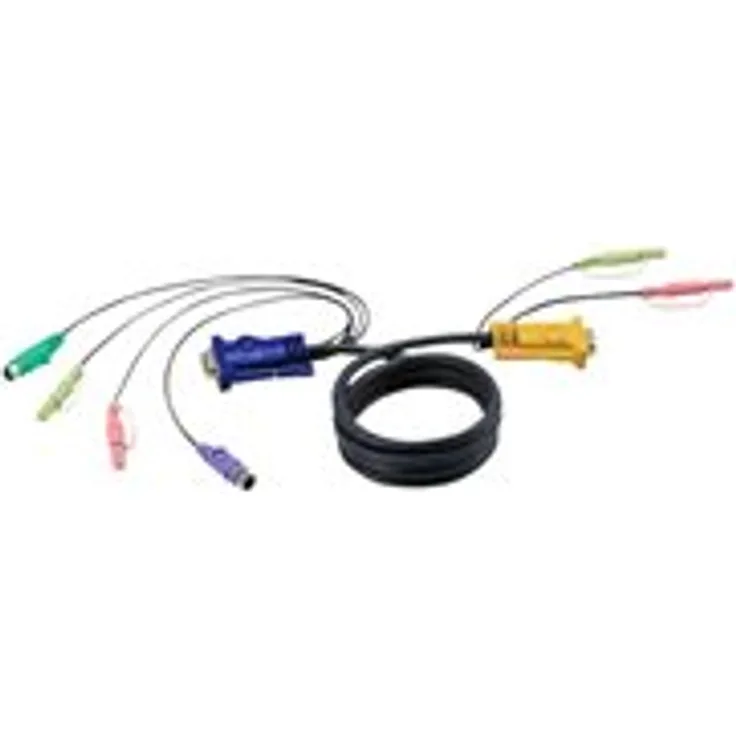 ATEN 2L-5302PPS/2, HD-15 (VGA), Stereo Mini-Klinkenstecker (M) bis Stereo Mini-Klinkenstecker, 15-polig SPHD (M) - 1.83 m - für ATEN CS1732, CS1734, Master View max CS-1754, CS-1758, MasterView CS-1732, CS-1734 (2L-5302P)