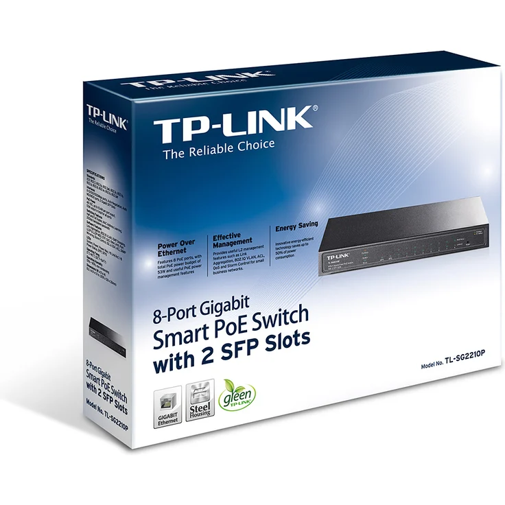 TP-Link TL-SG22 Desktop Smart Switch, 8x RJ-45, 2x SFP, PoE (TL-SG2210P) – Bild 3