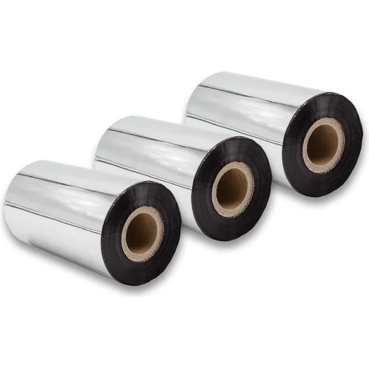vhbw 3x Thermo-Folie Thermotransferband schwarz 110mm passend für Fax Drucker Zebra Z6M, Z6M+, ZM400, ZM600, ZT200-Serie, ZT220, ZT230