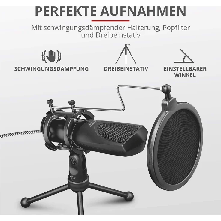 Trust GXT 232 Mantis USB-Streaming-Mikrofon Schwarz für PC, PS4, PS5 – Bild 8