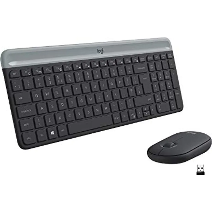Logitech Slim Wireless Combo MK470 - Tastatur-und-Maus-Set - kabellos - 2.4 GHz - QWERTZ - Deutsch - Graphite (920-009188)