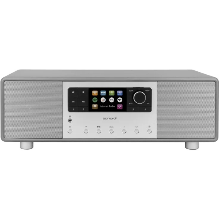 Sonoro Primus Tischradio mit Bluetooth, WLAN, TFT-Display, Wecker, grau – Bild 1