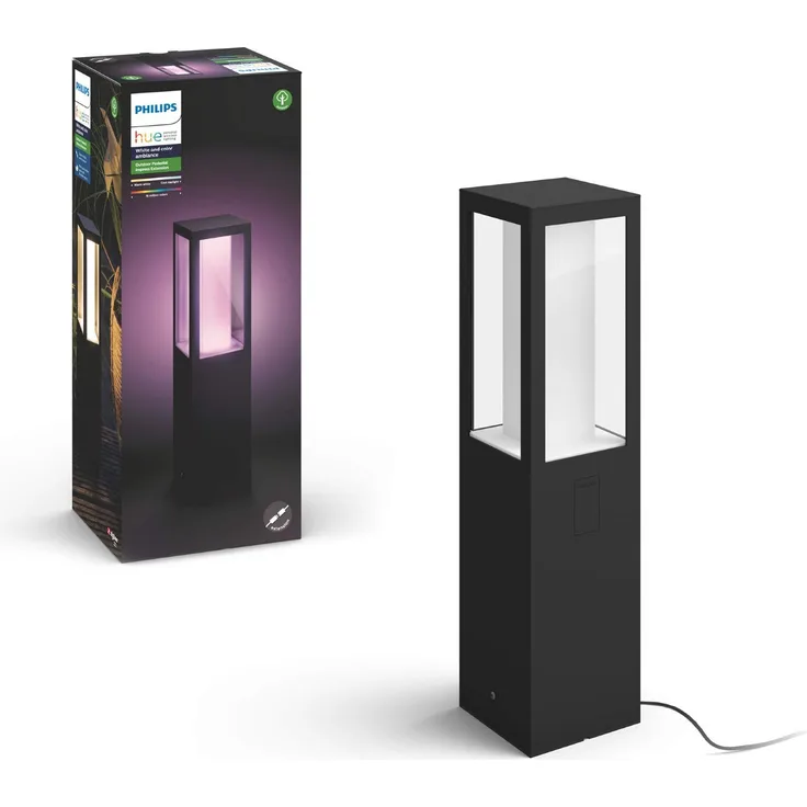 Philips Hue White and Color Ambiance LED Sockelleuchte Erweiterung Impress, für den Außenbereich, dimmbar, bis zu 16 Millionen Farben, steuerbar via App, kompatibel mit Amazon Alexa (Echo, Echo Dot)