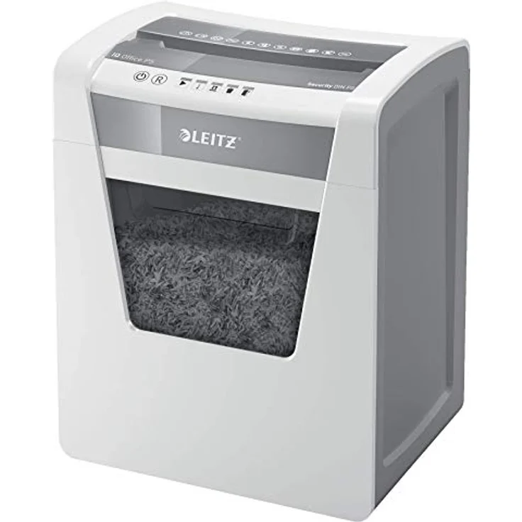 Leitz IQ Office Aktenvernichter, Mikroschnitt, Sicherheitsstufe P5, 10 Blatt Kapazität, 23L Abfallbehälter, Schredder, weiß, 80020000 – Bild 1