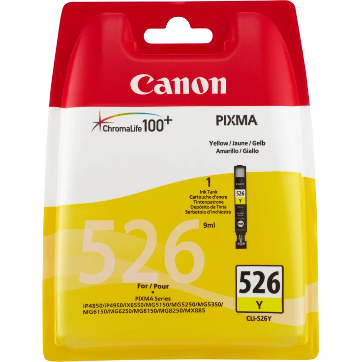 Canon CLI-526 Y original Tintenpatrone Amarillo für Pixma Inkjet Drucker MX715-MX885-MX895-MG5150-MG5250-MG5350-MG6150-MG6250-MG8150-MG8250-iP4850-iP4950-iX6550 – Bild 1