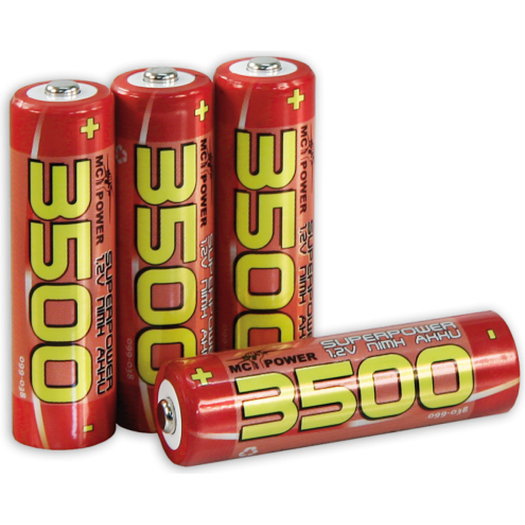 McPower Mignon Akku AA 4er Pack mit 3500 mAh Wiederaufladbar Batterien Batterie