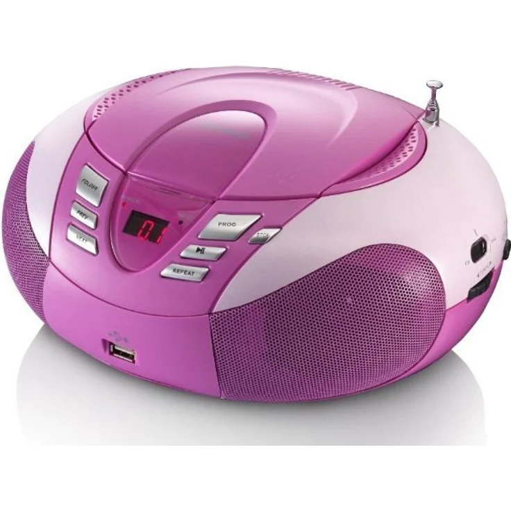 Lenco Radio mit CD-MP3-Player SCD-37 Tragbares UKW-MW Radio mit USB (Teleskopantenne, USB), rosa – Bild 2