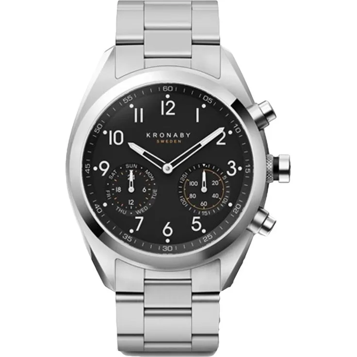 Kronaby Herren Hybrid-Smartwatch Herren, 43mm, Silber/Chronograph