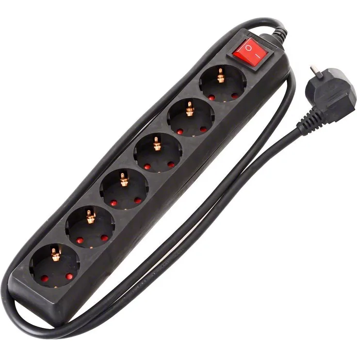 BAT 1550600416 Steckdosenleiste mit Schalter (6-fach, 1,4m) schwarz