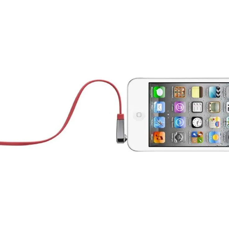 Belkin flaches Audio-Kabel (3,5 mm auf 3,5 mm mit abgewinkeltem Klinkeanschluss, 0,9 m) rot