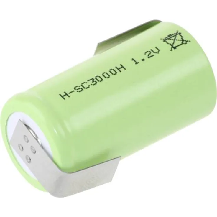 Mexcel -SC3000H Spezial-Akku Sub-C hochtemperaturfähig, Z-Lötfahne, Flat-Top NiMH 1.2V 3000 mAh