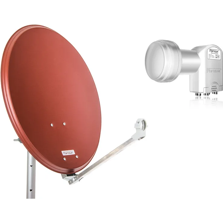 Opticum Stahl QA60 Satellitenantenne mit Quad-LNB (60 cm) ziegelrot