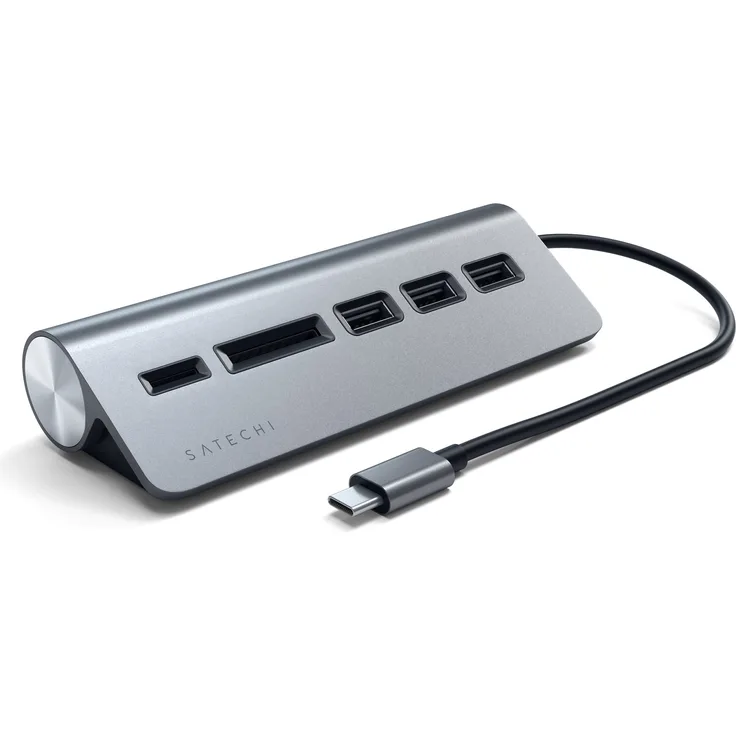 Satechi Typ-C Aluminium USB Hub & Micro/SD Kartenlesegerät für iMac, MacBook Pro, Dell XPS Series, Lenovo Yoga und viele weitere Modelle (Space Grau)