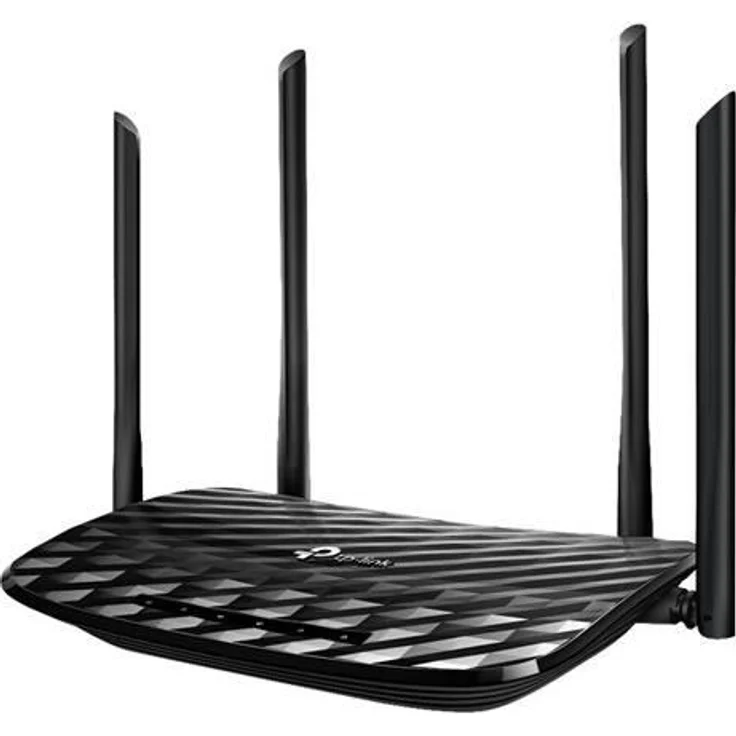 TP-Link Archer C6 Dualband Gigabit WLAN-Router (867Mbit-s 5GHz + 300Mbit-s 2,4GHz, 4 Gigabit LAN-Port, Mu-MIMO, IPTV, VPN, 4 externe Antennen) schwarz – Bild 1