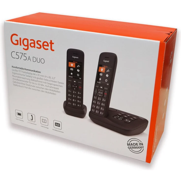 Gigaset C575A Duo DECT Schnurlostelefon mit Anrufbeantworter für komfortables Telefonieren, mit großer Nummernanzeige, Farbdisplay und leichter Bedienbarkeit, Analog-Telefon, schwarz – Bild 8