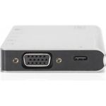 DIGITUS Multiport Docking-Station - USB-C Dock 8 Ports - HDMI VGA, RJ45, 2x USB 3.0, Ladeport, Cardreader - Silber