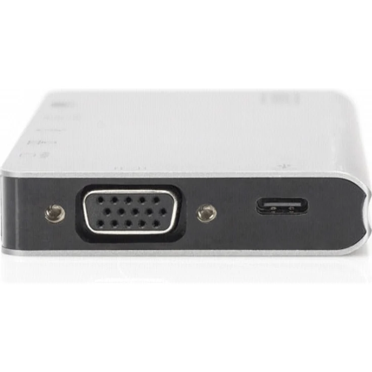 DIGITUS Multiport Docking-Station - USB-C Dock 8 Ports - HDMI VGA, RJ45, 2x USB 3.0, Ladeport, Cardreader - Silber – Bild 1