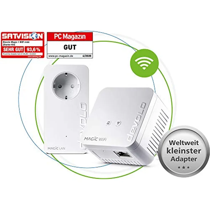 devolo Magic 1 - 1200 WiFi mini Starter Kit dLAN 2.0: Ideal für Home Office und Streaming, Kompaktes Starter Kit für zuverlässiges raumübergreifendes WLAN einfach via Stromleitung