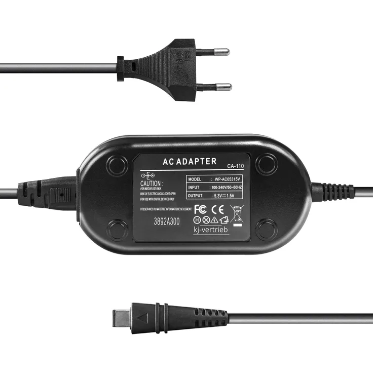 kj-vertrieb Netzteil für Canon Legria HF R36, HF R38, HF M506, HF M52, HF M56, Legria HF R21, HF R200 - ersetzt CA-110, CA-110E - 5,3V 1,5A