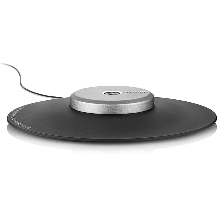 Philips LFH9172-00 Meeting-Mikrofon für 360° Aufnahmen (3,5 mm Klinke, Kabellänge 2m, Integrierte Kabelaufbewahrung) dunkelgrau - silber