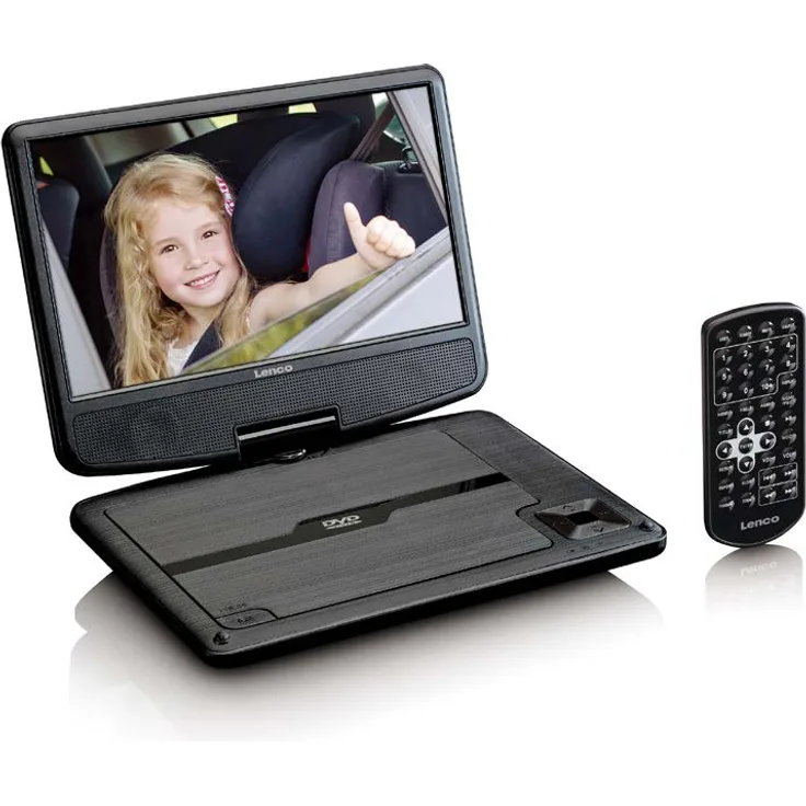 Lenco DVP-901BK 9 Zoll (22,5cm) DVD-Player mit Bildschirm,C 12V Fahrzeugadapter und Fernbedienung Schwarz