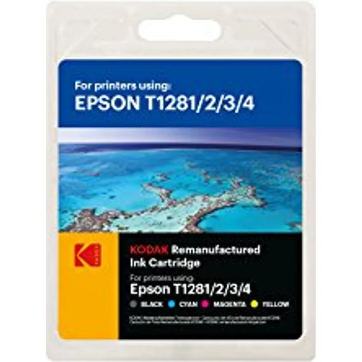 Kodak Supplies 185E012821 Tinte (4) 190 Seiten schwarz, 260 Seiten cyan, 160 Seiten magenta und 260 Seiten gelb multicolor passend für Epson SX125 kompatibel zu C13T12854012