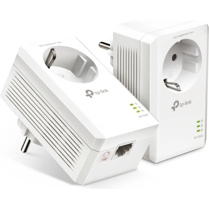 TP-Link AV1000 - Gigabit Passthrough Powerline Starter Kit - Bridge - GigE, HomePlug AV (HPAV), HomePlug AV (HPAV) 2.0, IEEE 1901 - an Wandsteckdose anschließbar (Packung mit 2) (TL-PA7017P KIT) – Bild 1