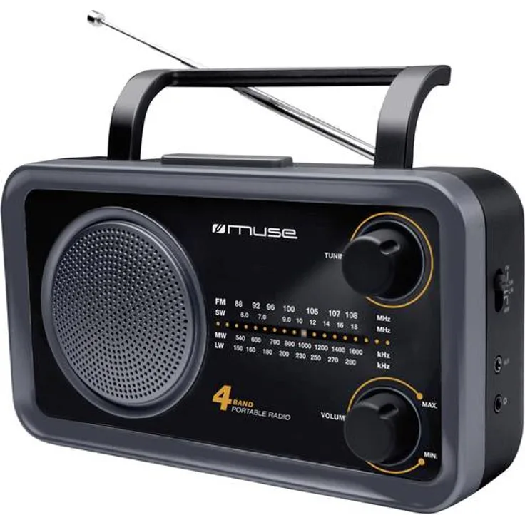 Muse M-06 DS Küchenradio (FM, MW) Radio, Netz- und Batteriebetrieb, AUX-In für Handy, schwarz