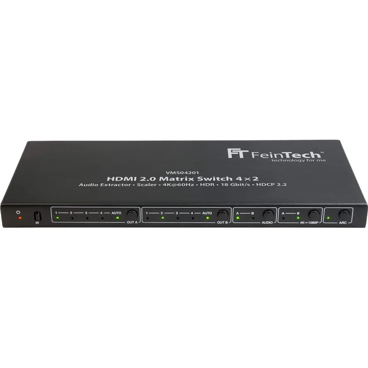 FeinTech VMS04201 HDMI Matrix Switch 4x2 mit Audio Extractor Scaler Ultra-HD 4K 60Hz HDR