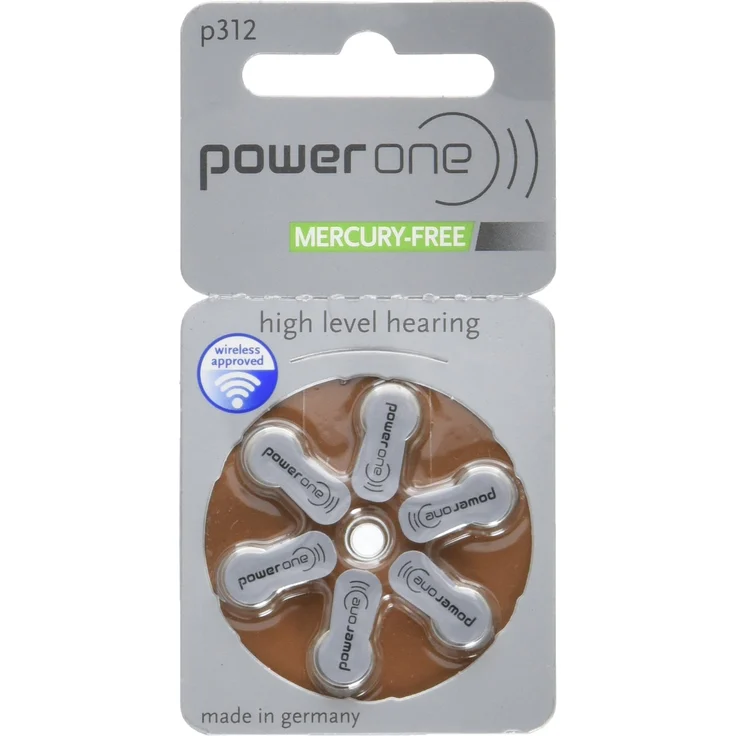 power one 6er-Pack Hörgeräte-Batterien p312 (braun), 1,45 Volt, 170 mAh