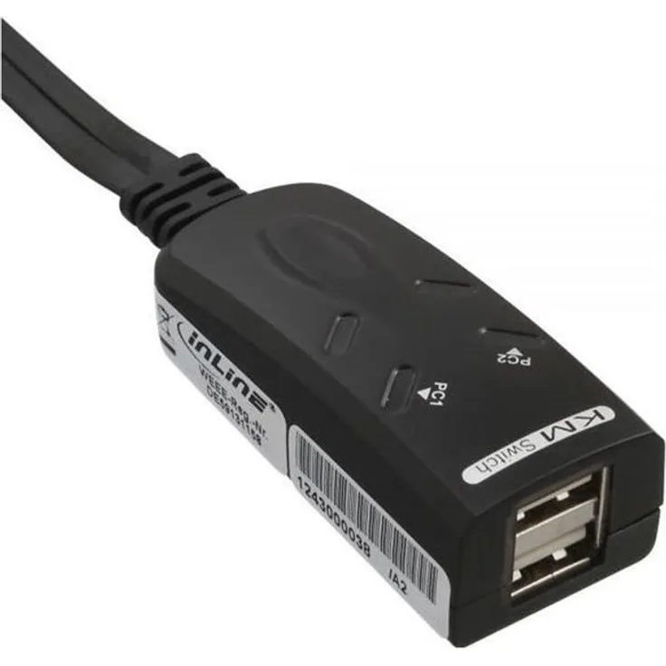 InLine 60603I USB KM-Umschalter, 2 PCs, für Tastatur, Maus, mit Maus-Transfer zwischen den Monitoren