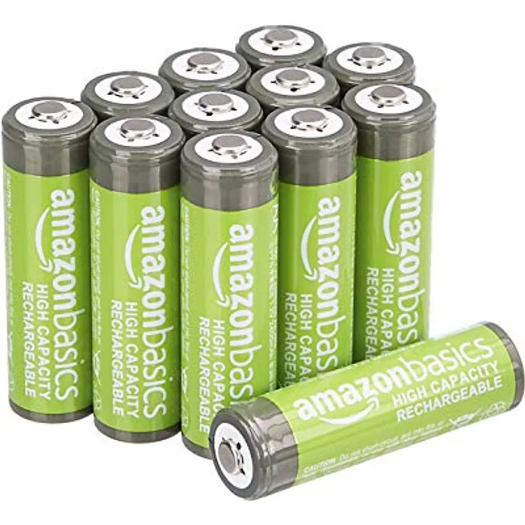 AmazonBasics – AA-Batterien mit hoher Kapazität, wiederaufladbar, 2400 mAh, 12 Stück, vorgeladen