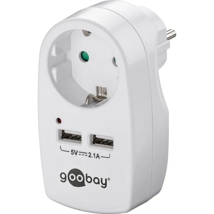 Goobay - Steckdose mit 2x USB-Port, 2,0A Schutzkontaktsteckdose 16A