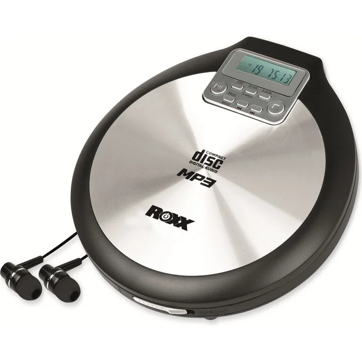 Portabler CD-Player ROXX PCD 600, tragbarer MP3 CD-Player mit Anti-Schock PCD 600 inklusive Netzteil, schwarz-silber – Bild 1