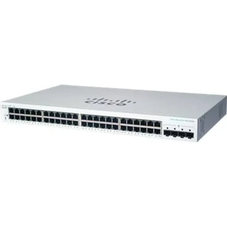 Cisco CBS220-48T-4G managed Layer2 Switch: - 16x10-100-1000 Base-T (RJ45) + 4x1GE SFP Uplink Ports, - Switching Capacity:104Gbps, incl. rack-&wallmount Kit, - kein stacking, kein PoE,