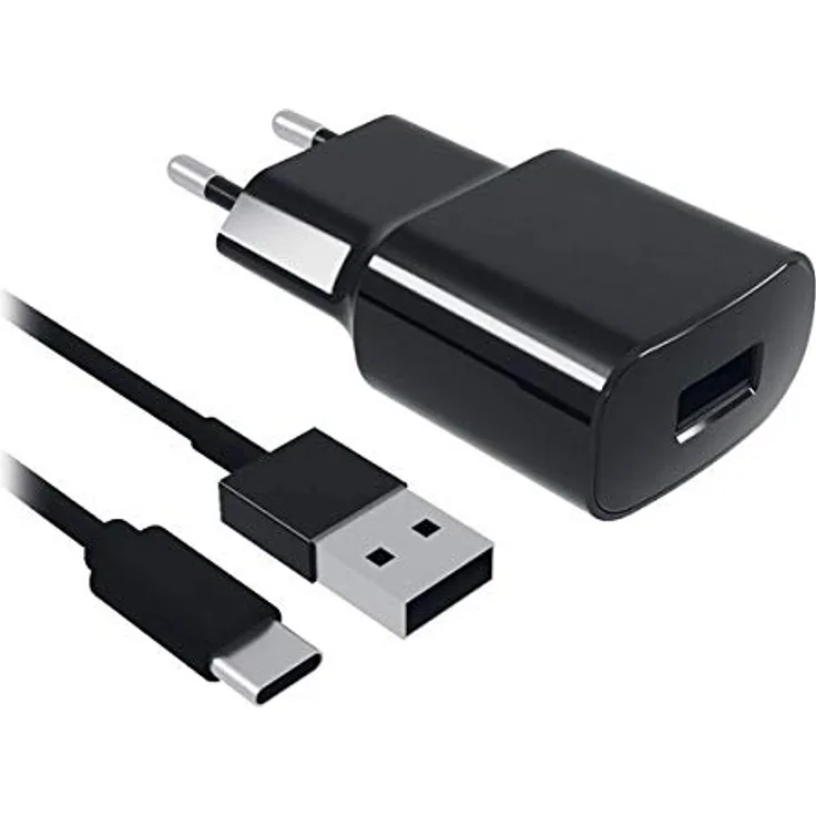 Ksix Lccdc02 Schwarz Ladegerät Netzausgang 2 A USB + Kabel USB A Typ C