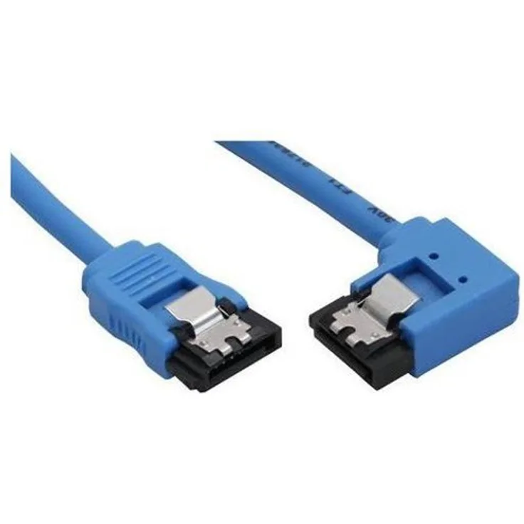 InLine - Serial ATA, 7-polig - Serial ATA, 7-polig - 30cm - abgewinkelt rechts - Blau - mit Lasche (27703R)