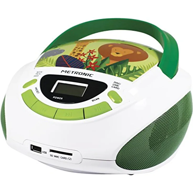 Metronic Radio-CD-Player für Kinder, Ozean, mit USB--SD--AUX-IN-Port Grün-Weiß