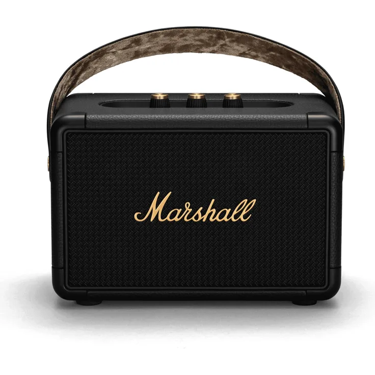 MarshallKilburn II Black and Brass Bluetooth-Lautsprecher, spritzwassergeschützt, schwarz