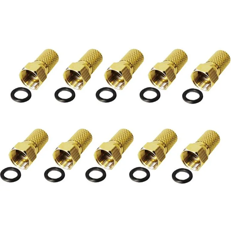 10x F-Stecker 7,5 mm mit Gummidichtring für Koaxialkabel Antennenkabel Koax Kabel