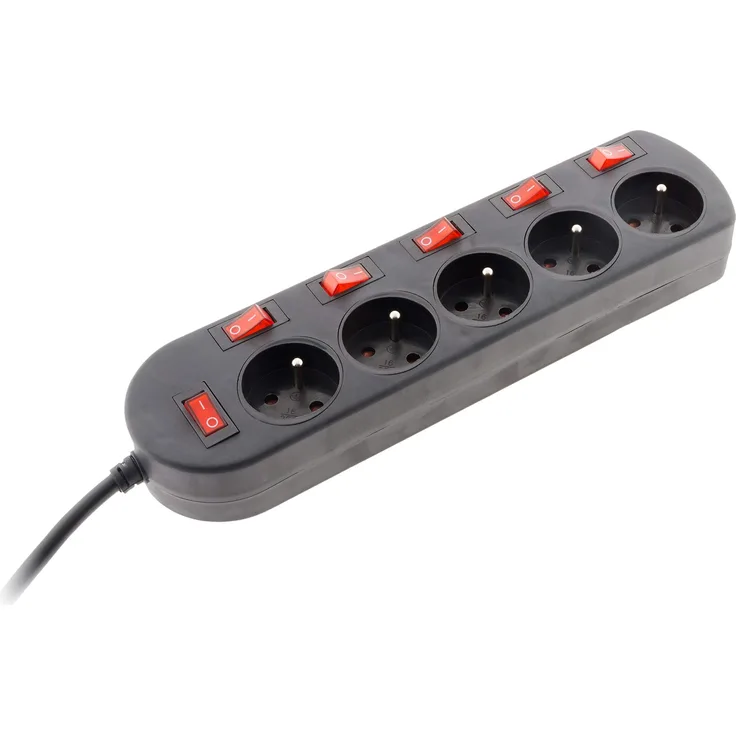 Bloc SONO 5 prises 2P+T 16A + 6 interrupteurs cblé HO5VV-F 3G1,5mm² 3m