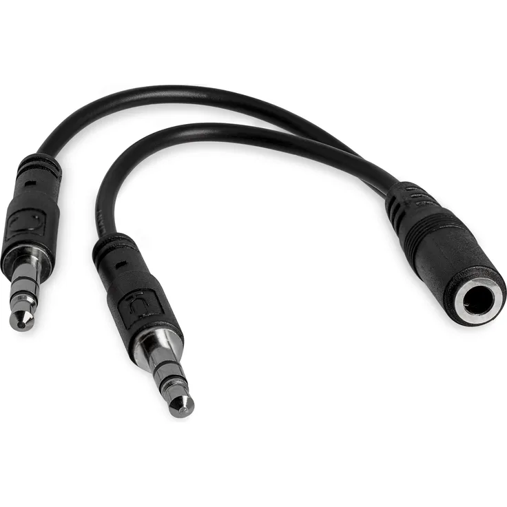 StarTech.com 3,5mm Audio Klinke Y Kabel, Headset Splitter, Adapter, 1 x 3,5mm 4 Position Buchse 2 x 3,5mm 3 Position Stecker, Schwarz