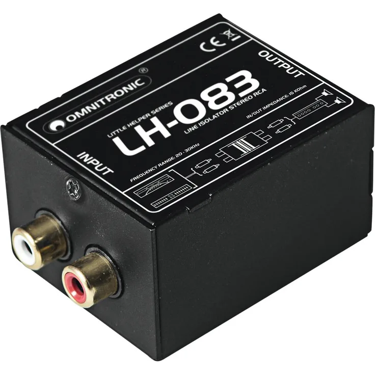 OMNITRONIC LH-083 Stereo-Isolator RCA S | Stereo-Line-Isolator mit Cinch-Buchsen