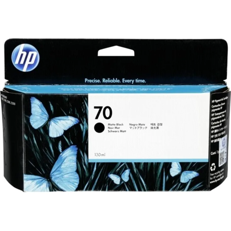 Original Tinte HP 70, NO70, Nr 70 C9448A - Premium Drucker-Patrone - Schwarz matt - 130 ml