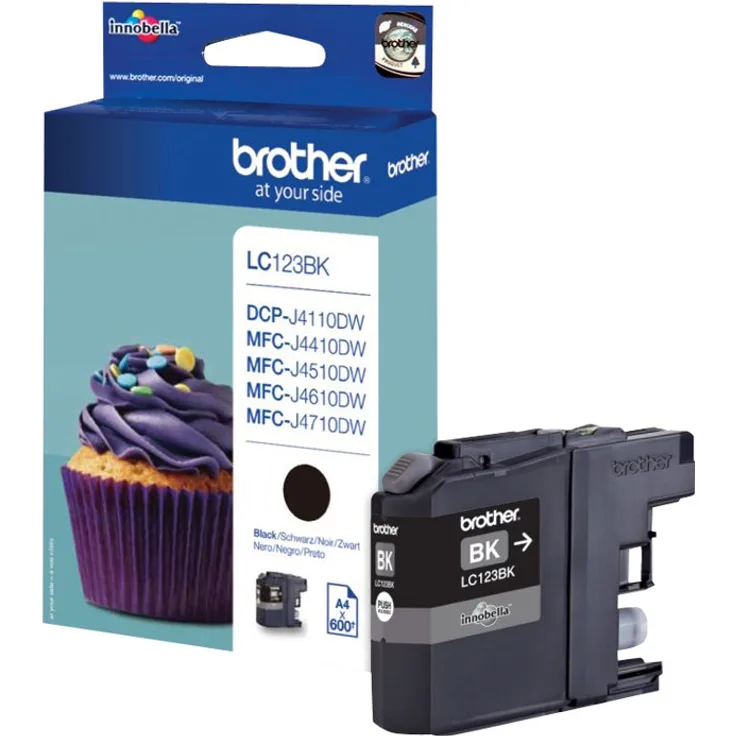Brother LC123BK - Hohe Ergiebigkeit - Schwarz - Original - Tintenpatrone - für Brother DCP-J100, J105, J132, J152, J552, J752, MFC-J245, J470, J650, J6520, J6720, J6920