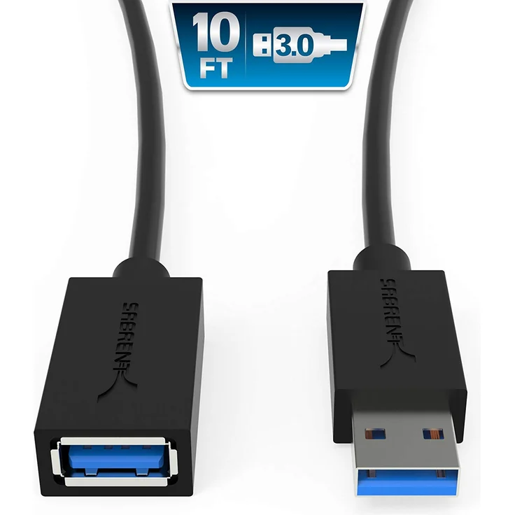 Sabrent USB Kabel 22 AWG USB 3.0 Verlängerungskabel - A-Stecker auf A-Buchse [Schwarz] 3 Meter (CB-3010) - Preisvergleich – Bild 1