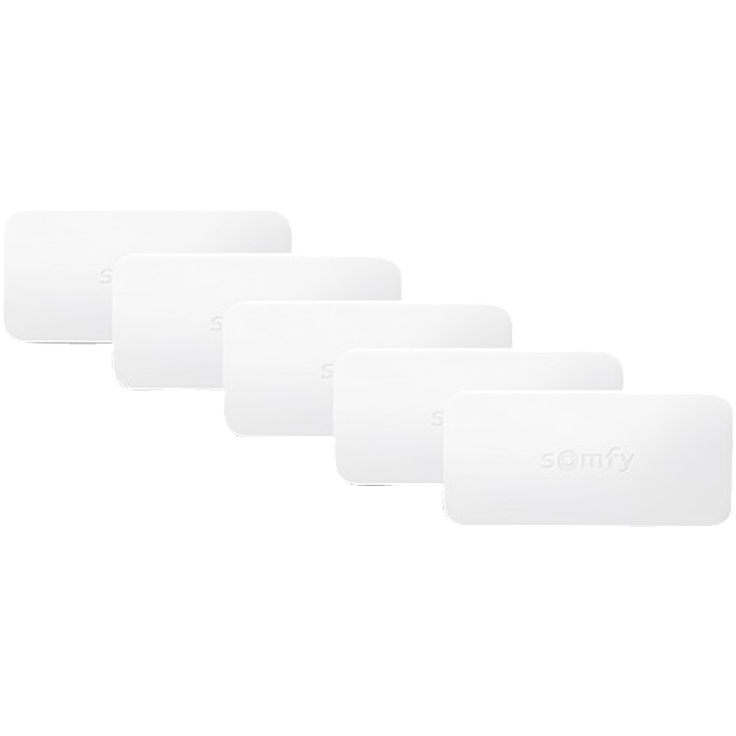 Somfy 2401488 - IntelliTAG, intelligenter Sensor für Home Alarm, Weiß, 5 Stück | Sabotageschutz | Funkreichweite bis zu 200 M (in Freifeld)